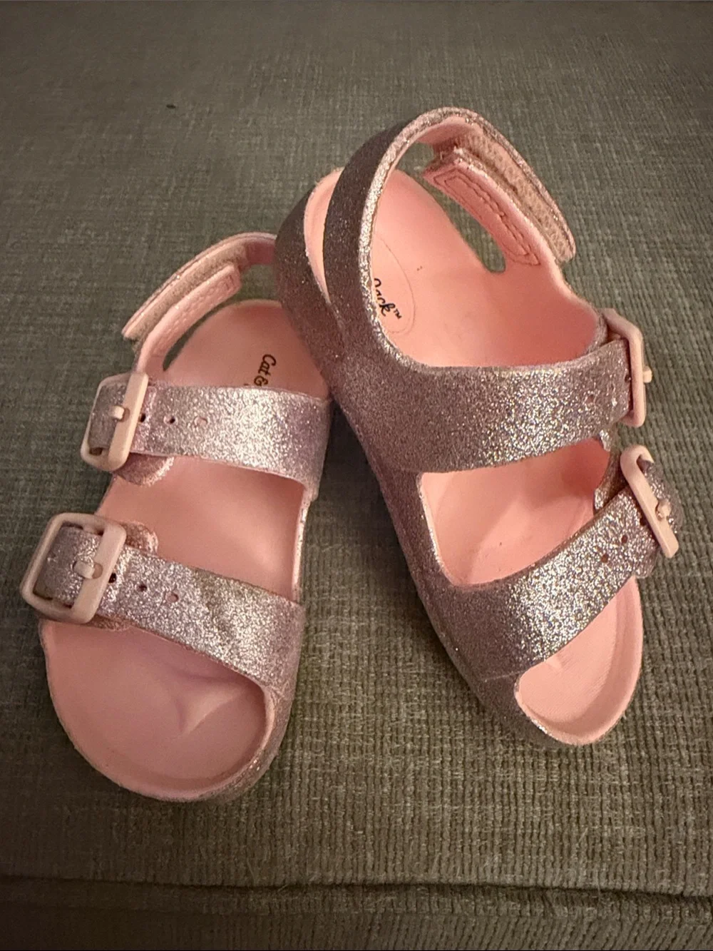 Cat & Jack Pink Glitter Double-Buckle Sandals